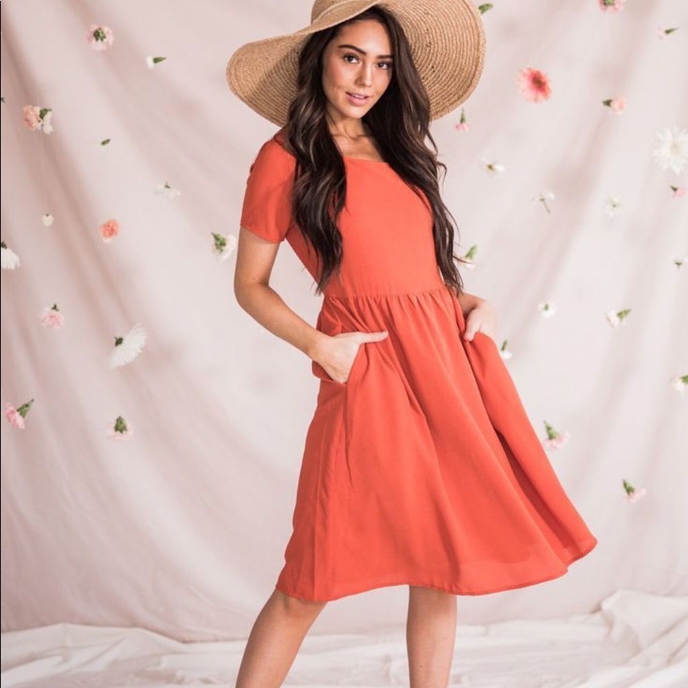 Papaya colored dress!